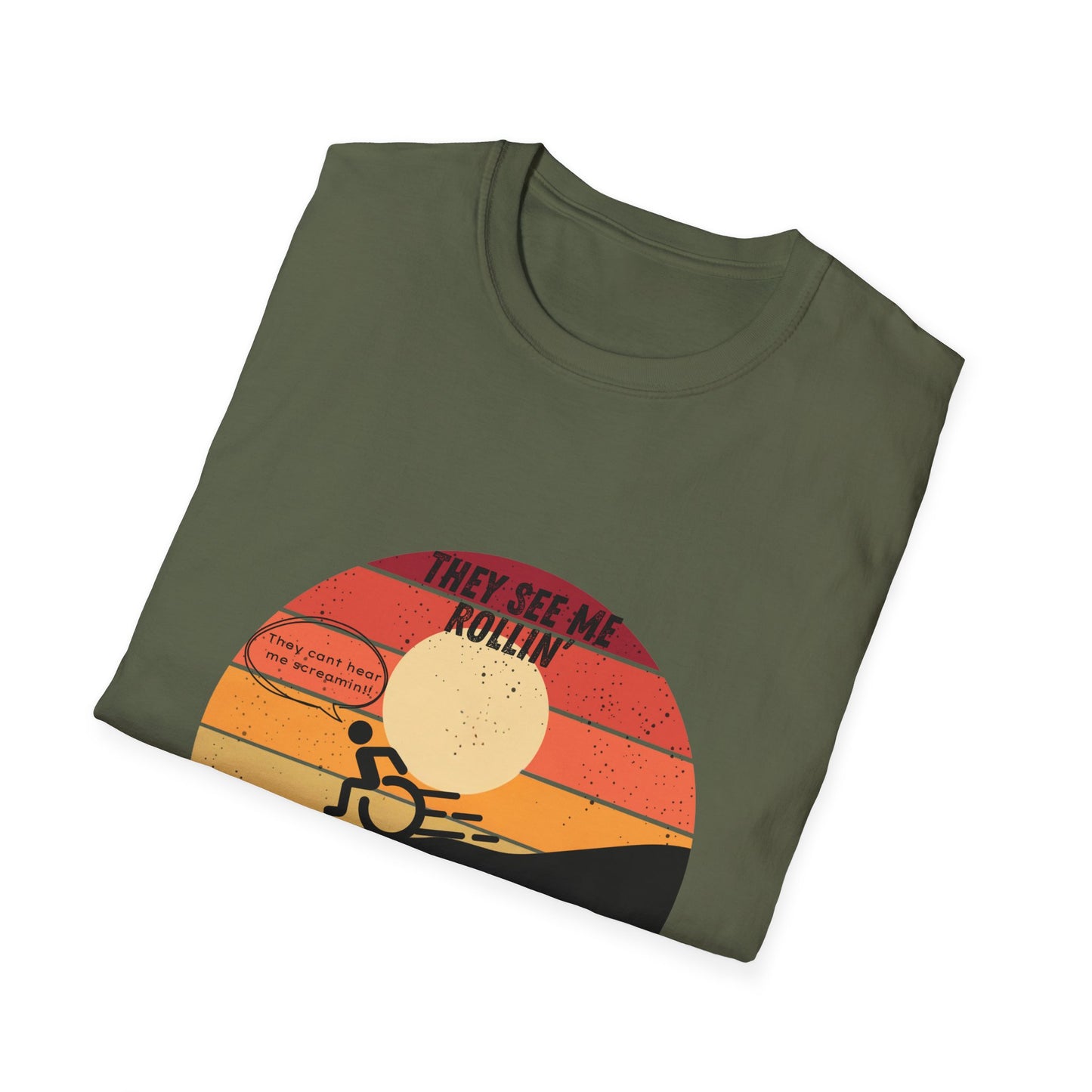 Funny Disability T-Shirt — "They See Me Rollin..." Humorous Pride Tee
