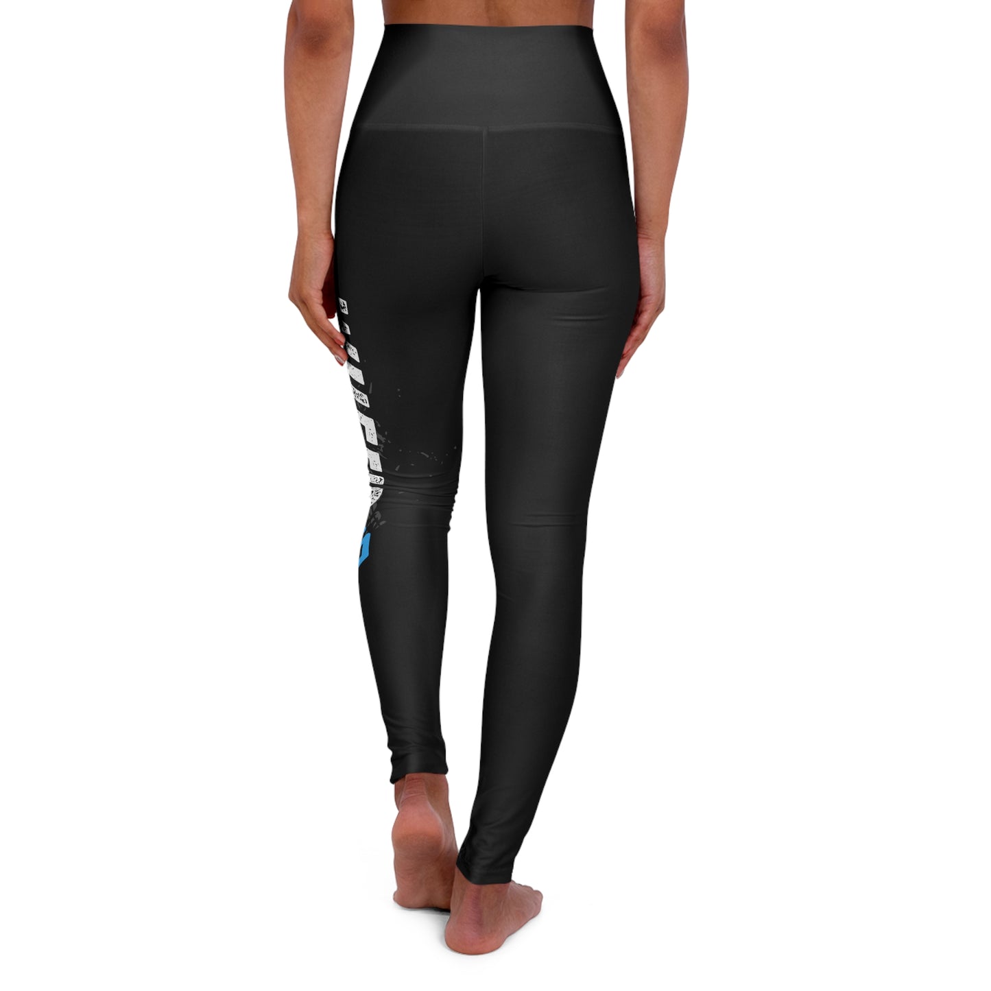 High-Waisted Yoga Leggings — Black Tactical Logo AOP (Comfort Stretch)